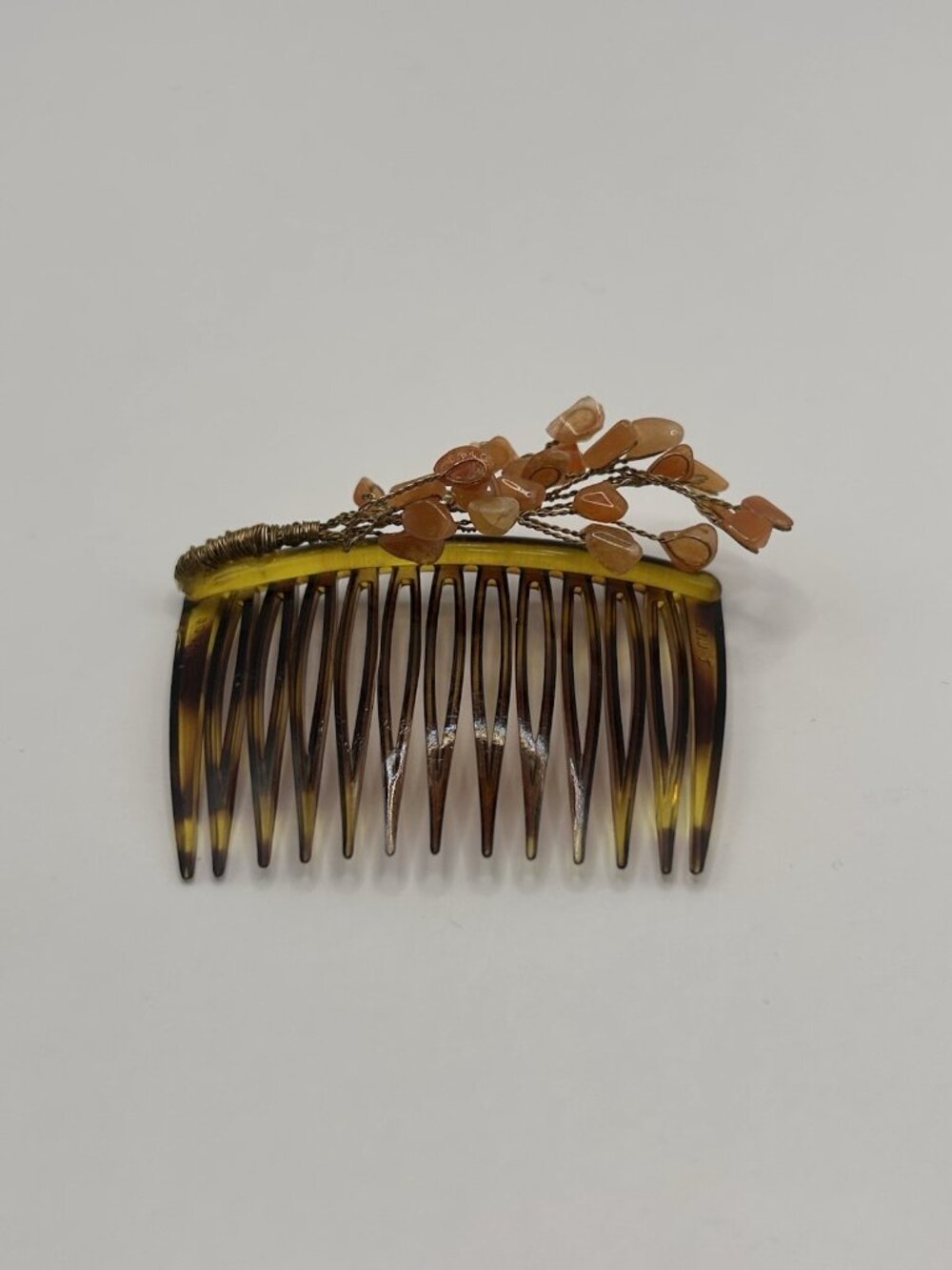 Vintage Goody Hair Comb Claw Clip Tortoise Coral Color Stones Wire Brown Hair - Picture 13 of 13
